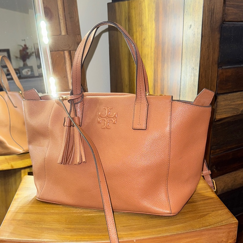 Tory Burch Tan Leather Tote with Tassel